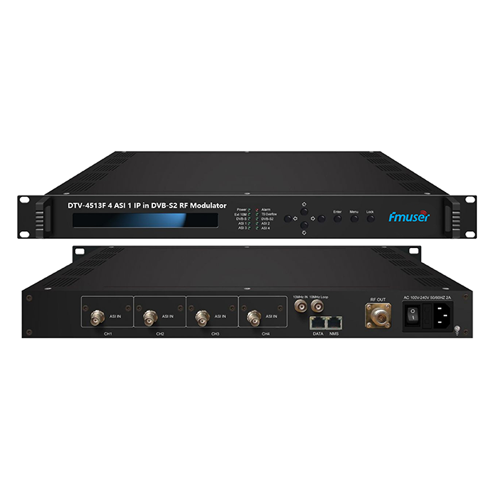 FMUSER DTV-4513E/F 2/4 ASI 1 IP(UDP) in DVB-S/S2 RF/IF Modulator